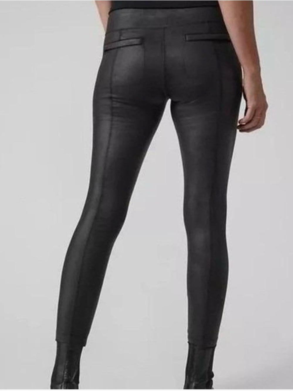 Athleta Delancey Faux Leather High Matte Black Leggings - Picture 2 of 6